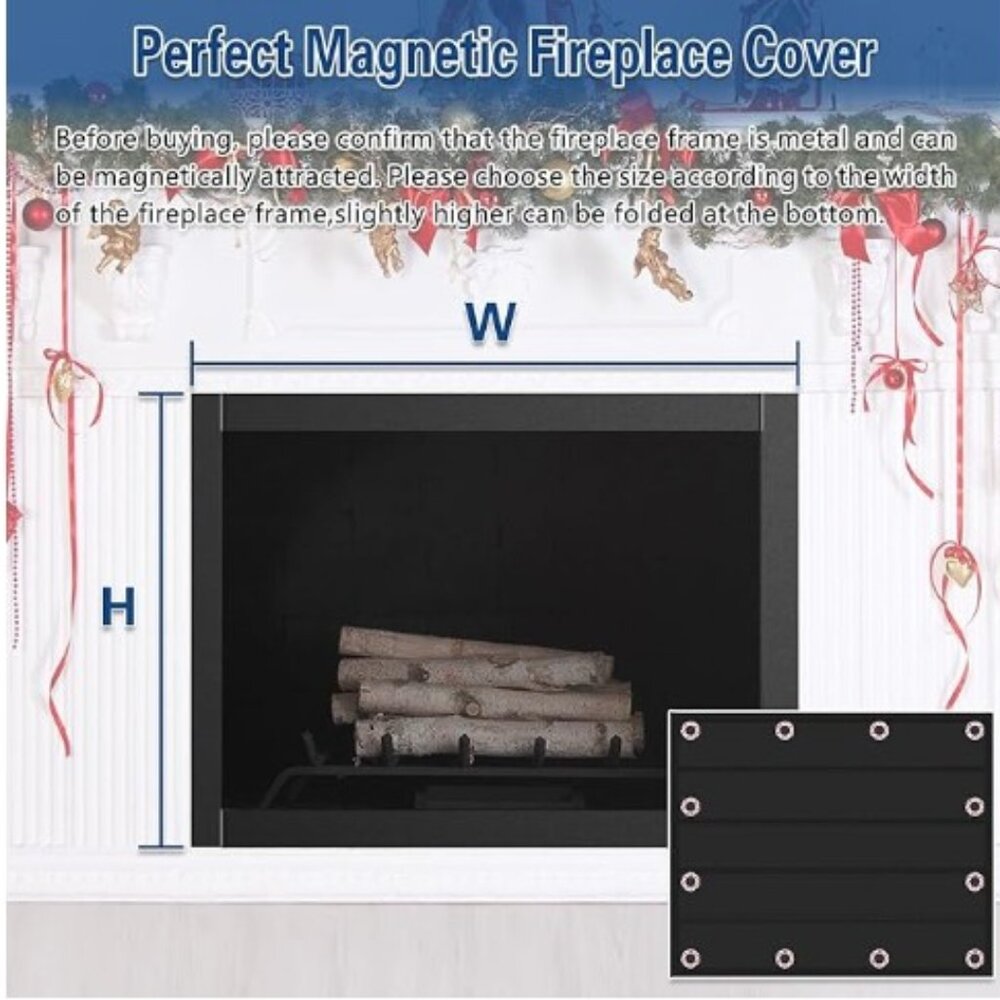 Magnetic fireplace blanket/cover. For Heat/cooling loss. Keeps drafts out.